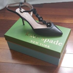 Kate Spade Napa Leather Black Strappy Heels
